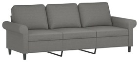 349202 vidaXL Canapea cu 3 locuri, gri închis, 180 cm, material textil