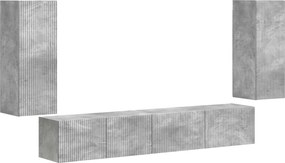 vidaXL Set comodă TV 4 pcs Gri din beton Lemn compozit