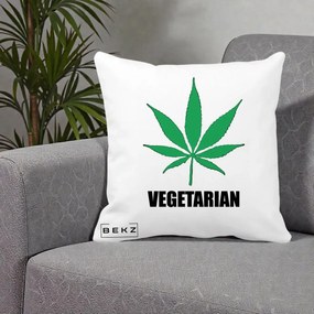 Perna Decorativa Vegetarian cu Frunza, 40x40 cm, Alba Mata, Husa Detasabila, Perna Inclusa, BEKZ®