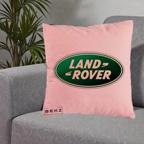 Perna Personalizata cu emblema Land Rover, 40x40 cm, Roz, Husa Detasabila, Perna Inclusa, BEKZ®