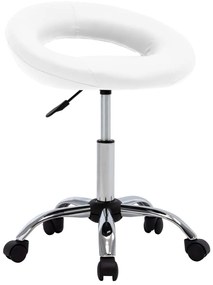 vidaXL Scaun de lucru pivotant, alb, piele ecologică