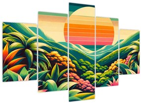 Tablou - Apus de soare multicolor (150x105 cm)