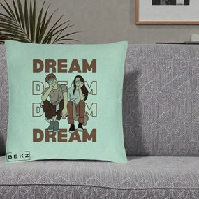 Perna Decorativa Dream Couple Aesthetic, 40x40 cm, Verde Menta, Husa Detasabila, Perna Inclusa, BEKZ®