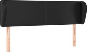 vidaXL Tăblie de pat cu aripioare negru 147x23x78/88cm piele ecologică