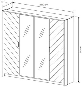 Dulap de haine Versaccio 220 (Stejar scandi + Negru). 1071402