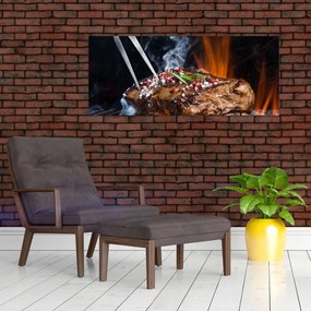 Tablou cu steac pe grill (120x50 cm)