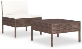 Set mobilier de gradina cu perne, 2 piese, maro, poliratan Maro, 2