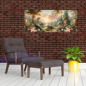 Tablou - Păuni în grădină (120x50 cm)