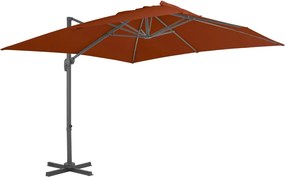 vidaXL Umbrelă în consolă cu stâlp din aluminiu, cărămiziu, 300x300 cm