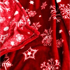 Patura Cocolino rosie de Craciun SNOWFALL Dimensiune: 150 x 200 cm