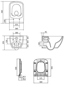 Vas wc suspendat rimless Cersanit Virgo Cleanon cu capac soft close inclus, alb