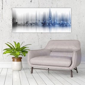 Tablou - Panorama orașului, albastru-gri (120x50 cm)