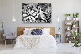 Tablou copacul de acuarelă înflorit în design alb-negru