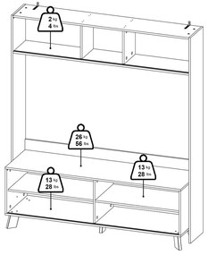 Set TV alb-în culoare naturală cu aspect de lemn de stejar 159x181x48 cm Ikast – Tvilum