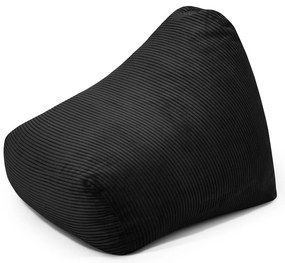 Fotoliu puf pentru copii negru cu tapițerie din catifea reiată Snug 80 – SLOWDOWN