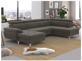 Canapea colțar extensibilă cu spațiu depozitare, model CATANIA, maro, dreapta