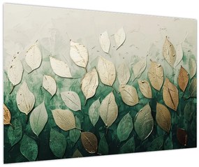 Tablou - Frunze verzi-aurii (90x60 cm)