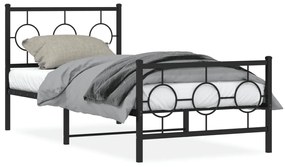 376236 vidaXL Cadru pat metalic cu tăblii de cap/picioare, negru, 90x190 cm