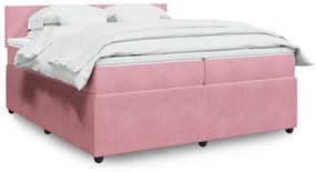 3287829 vidaXL Pat box spring cu saltea, roz, 200x200 cm, catifea