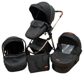 Carucior 3 in 1 cu landou, scoica si geanta, 0-36 luni, Negru - CPC-11-negru