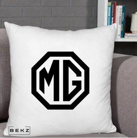 Perna Personalizata cu emblema MG, 40x40 cm, Alb Pufos, Husa Detasabila, Perna Inclusa, BEKZ®