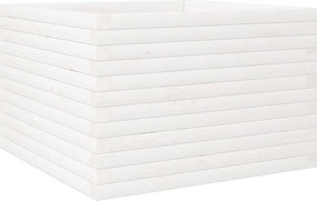 vidaXL Jardinieră de grădină, alb, 70x70x46 cm, lemn masiv de pin