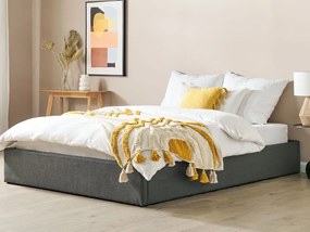Pat matrimonial 160 cm DIJON (cu spațiu de depozitare) (cu somieră) (gri). 1007234