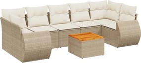 vidaXL Set canapele de grădină, 8 piese, cu perne, bej, poliratan