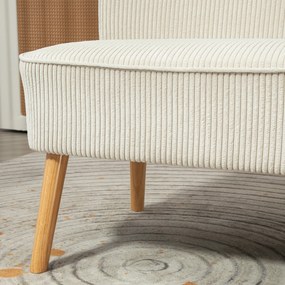 HOMCOM Canapea cu două locuri, umplutură moale, husă ușor de întreținut, până la 150 kg, 117 x 56,5 x 77 cm, Alb crem | Aosom Romania