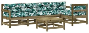 3186003 vidaXL Set mobilier de grădină cu perne, 6 piese, lemn de pin tratat