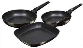 Set 3 tigai cu strat titan antiaderent Primal Gloss Berlinger Haus BH 6073, maro, curatare usoara, grill, inductie