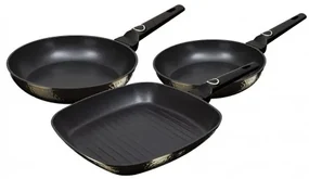 Set 3 tigai cu strat titan antiaderent Primal Gloss Berlinger Haus BH 6073, maro, curatare usoara, grill, inductie