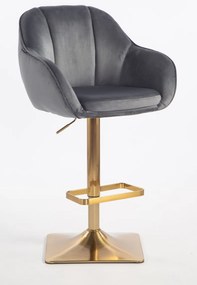 HR2055KW Scaun Grafit din Catifea cu Bază Aurie