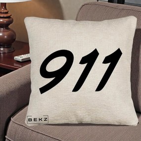 Perna Personalizata 911 Bold, 40x40 cm, Bej Canapea, Husa Detasabila, Perna Inclusa, BEKZ®