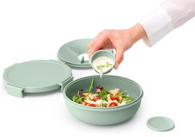 Salatiera Brabantia Make&Take 1006303, 1,3 L, Inchidere etansa, Recipient sos, Fara BPA, Verde deschis