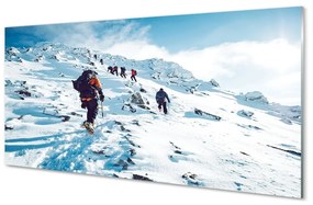 Tablouri pe sticlă Alpinism munți în timpul iernii