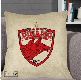 Perna Personalizata FC Dinamo Bucuresti 1948 Fotbal, 40x40 cm, Crem, Husa Detasabila, Perna Inclusa, BEKZ®