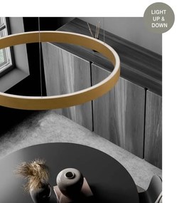 Lustra LED design circular cu iluminat sus si jos ELOWEN auriu, diametru 98cm