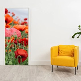 Fototapet pentru ușă - Câmpul cu maci (95x205cm)