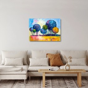 Tablou pe sticlă - Copaci, pictură în ulei (70x50 cm)