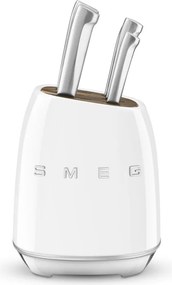 Set de cutite cu suport SMEG KBSF02WH, 7 piese, Manere din lemn de salcam, Otel inoxidabil german, Alb