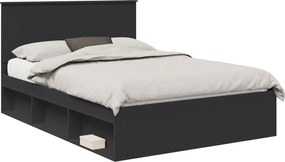 vidaXL Cadru de pat cu headboard Negru 140 x 200 cm Lemn de pin masiv