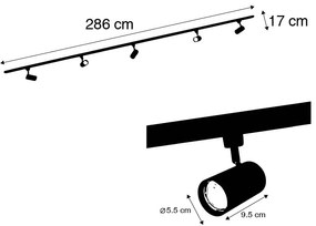 Sistem modern de iluminat pe șine cu 5 spoturi din metal gri antracit monofazat - Iconic Jeana