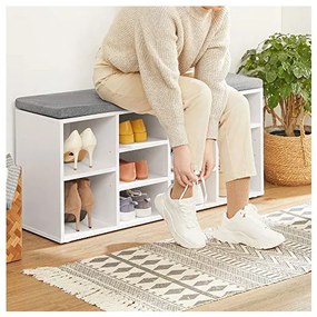 Dulap De Depozitare Pentru Pantofi, Alb Si Gri, 104 Cm