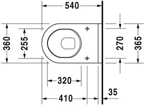 Vas WC suspendat Duravit Starck 3 36x54 cm evacuare orizontala