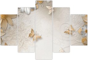 Tablou - Flori cu fluturi (150x105 cm)