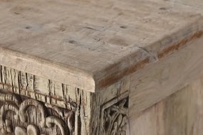 Consolă din lemn masiv de tec sculptat manual, piesa unicat, „Parthenon"