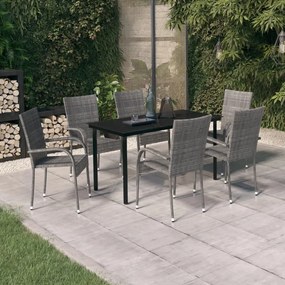vidaXL Set mobilier de grădină, 7 piese, gri și negru