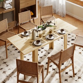 HOMCOM Masa extensibilă, 140-180 cm, finisaj lemn natural, pentru 6-8 persoane | Aosom Romania
