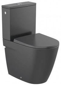 Vas WC pe pardoseala complet Roca Ona Rimless 37x60 cm evacuare orizontala sau verticala lipit de perete negru mat